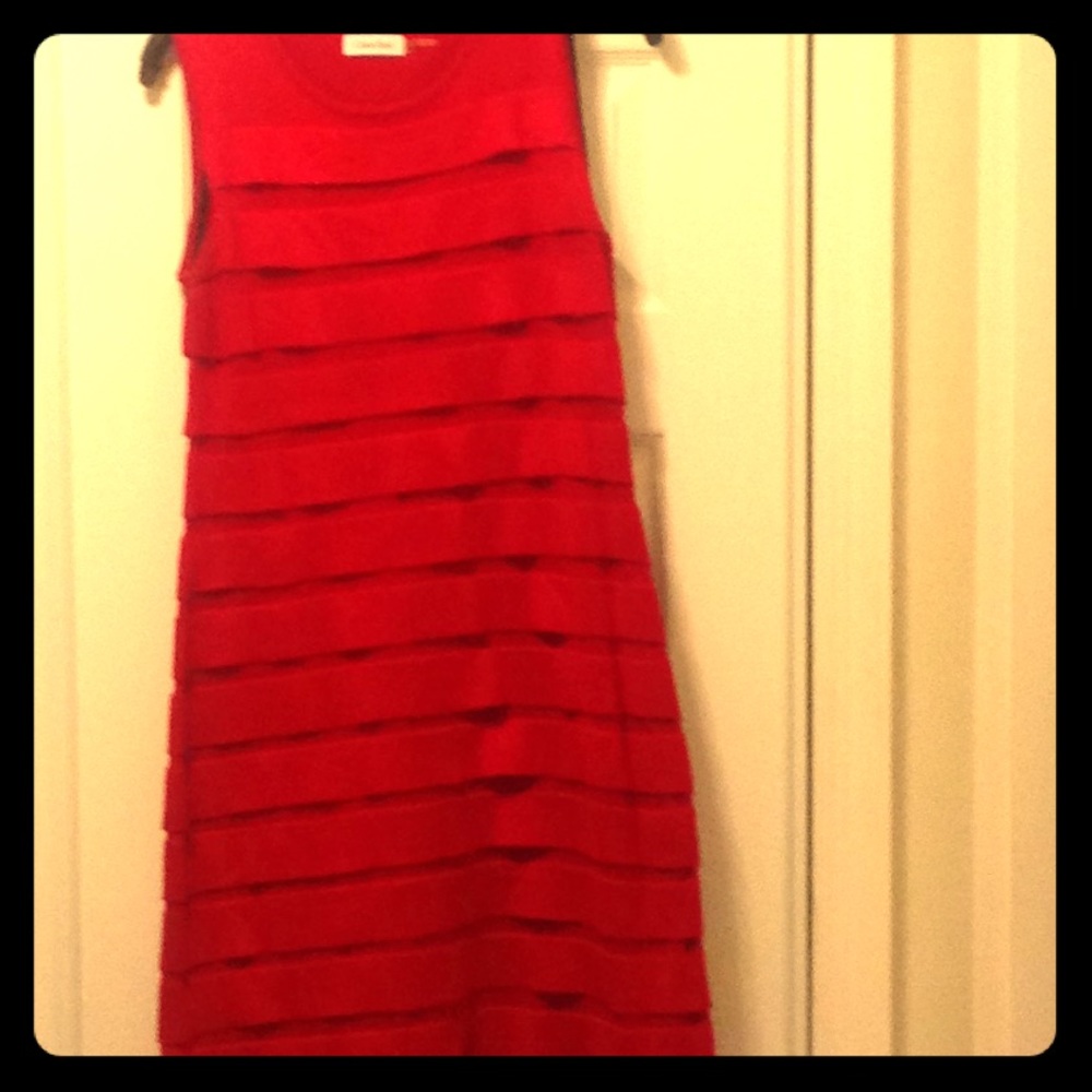 Red Calvin Klein sweater dress